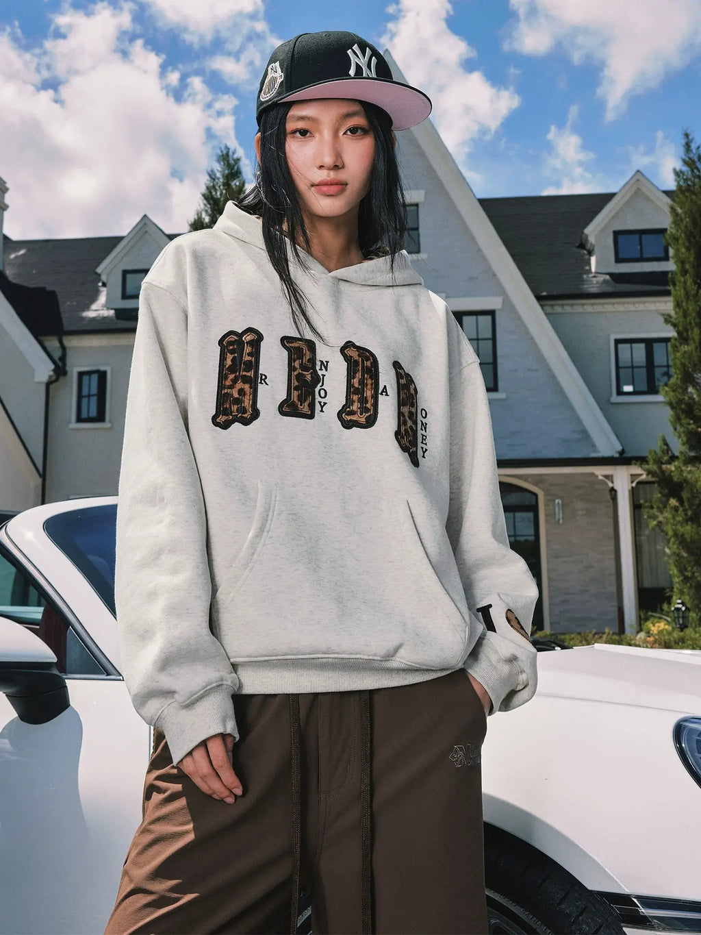 MEDM Leopard Faux Fur Layered Hoodie