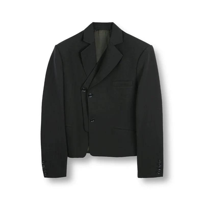 SOD Co. Deconstructed Pinstripe Double Breasted Short Suit Jacket