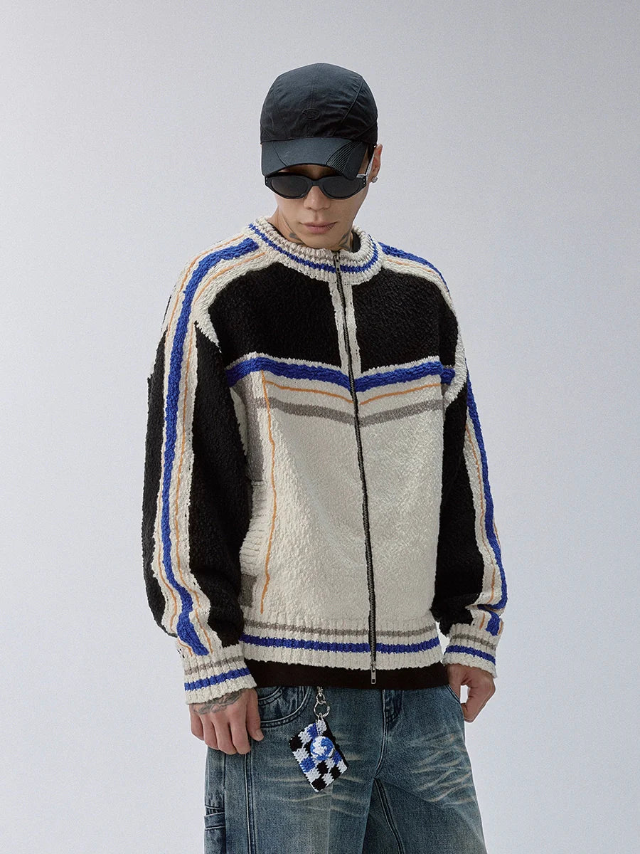 F2CE Color Block Zip Knit Cowichan Cardigan