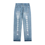 Harsh and Cruel Crosses Printed Denim