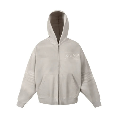 1807 Angel Print Aged Zip Up Hoodie