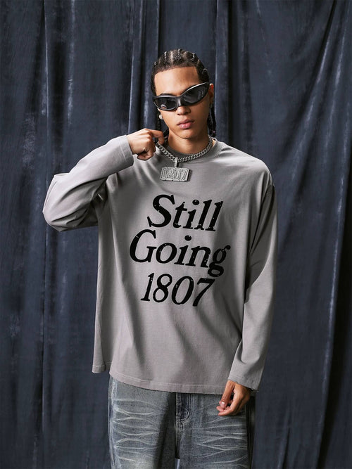 1807 STILLGOING Vintage Flocked Print Long Sleeve Tee