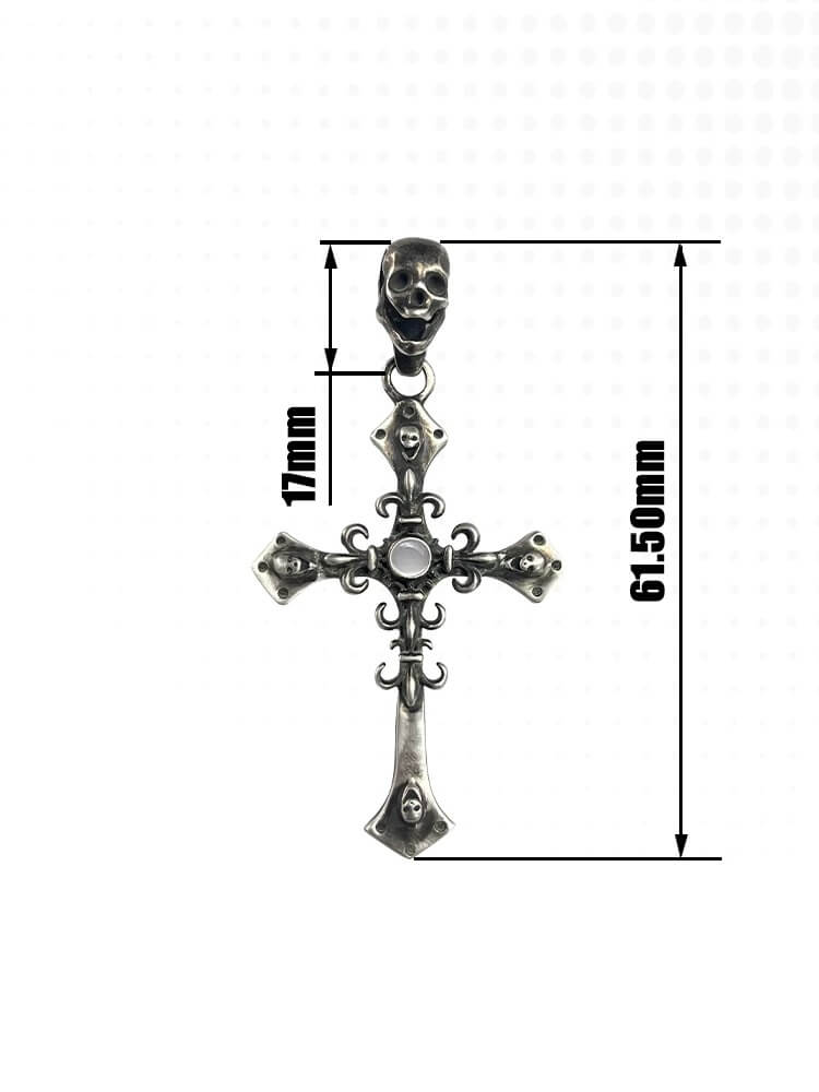 Night Lab Agate Skull Cross Necklace