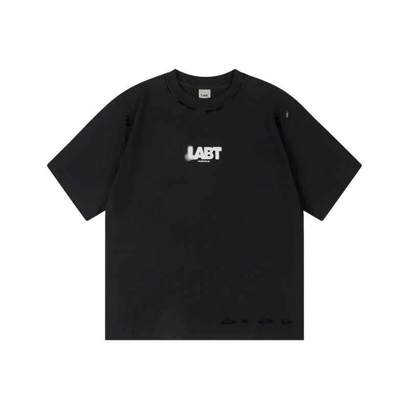 Labt Distressed Holes Logo Print Tee