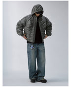 F2CE Ruched Hooded MA-1 Bomber Jacket
