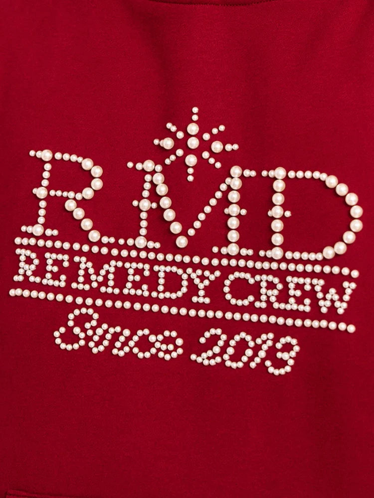 Remedy RMD Pearl Letter Embroidered Hoodie