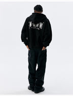 MEDM Beaded Flower Embellished Zip Up Hoodie