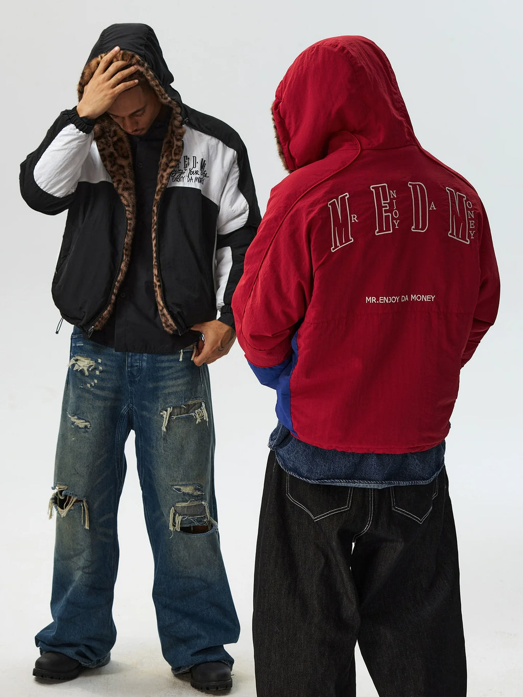 MEDM Reversible Leopard Fur Hooded Track Jacket