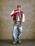 YADcrew Double Waist 3D Digital Print Jeans