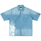 PRBLMS Chinese Big LOGO Denim Short Sleeved Shirt