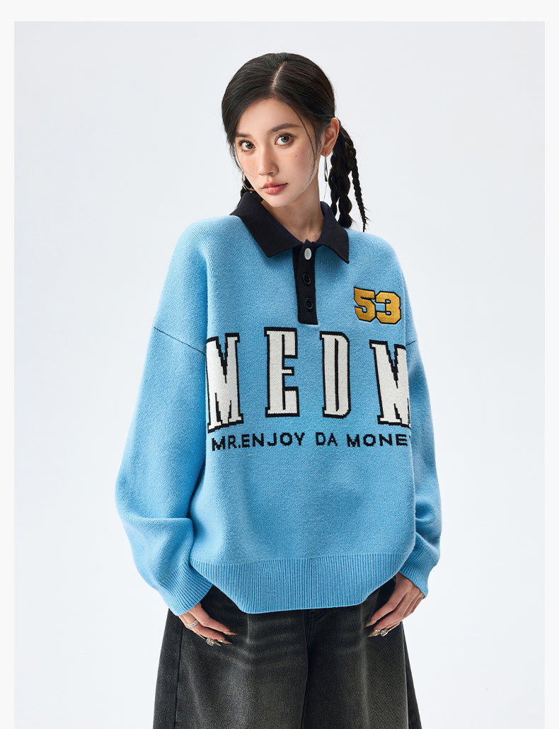 MEDM Patchwork Striped Elbow Knit Sweater
