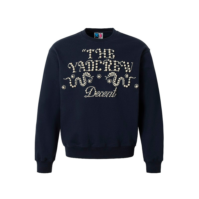 YADcrew Pearl-Embellished Snake Shadow Pattern Sweatshirt