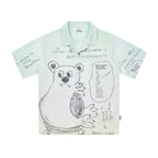EMPTY REFERENCE Hand Painted Bear Print Gradient Short Sleeve Shirt