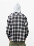 AFGK Plaid Embroidered Hooded Long Sleeve Shirt