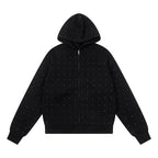 1807 Rhinestone Embellished Zip Up Hoodie