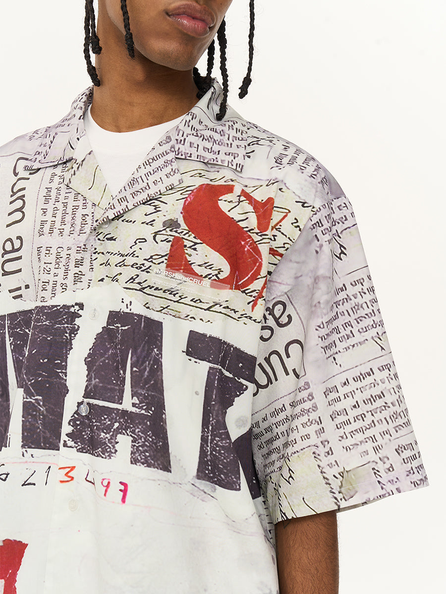 Harsh and Cruel Newspaper Full Print Cuban Shirt
