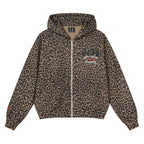 MEDM Embroidered Leopard Zip Up Hooded Jacket