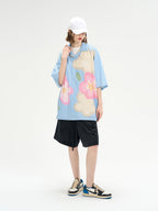 Harsh and Cruel Hand Painted Flowers Print Cuban Shirt