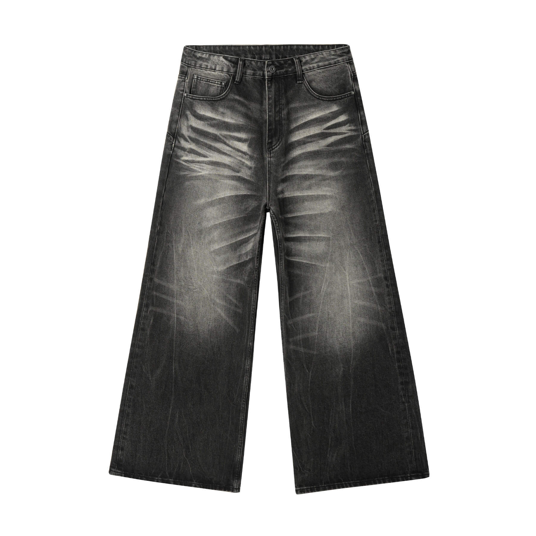JHYQ Black Washed Lightning Burst Fade Jeans