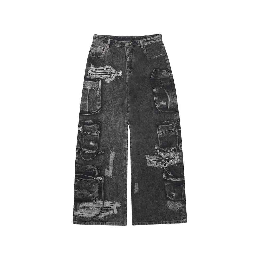 1807 Multi Pocket Digital Print Pants