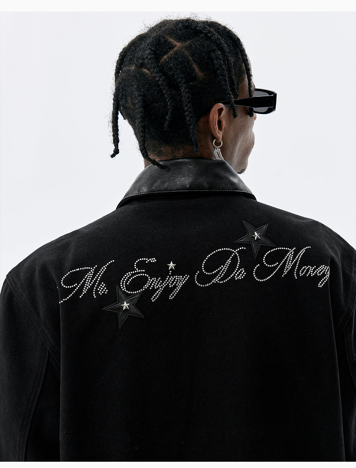 MEDM Star Studded Leather Patch Detroit Jacket