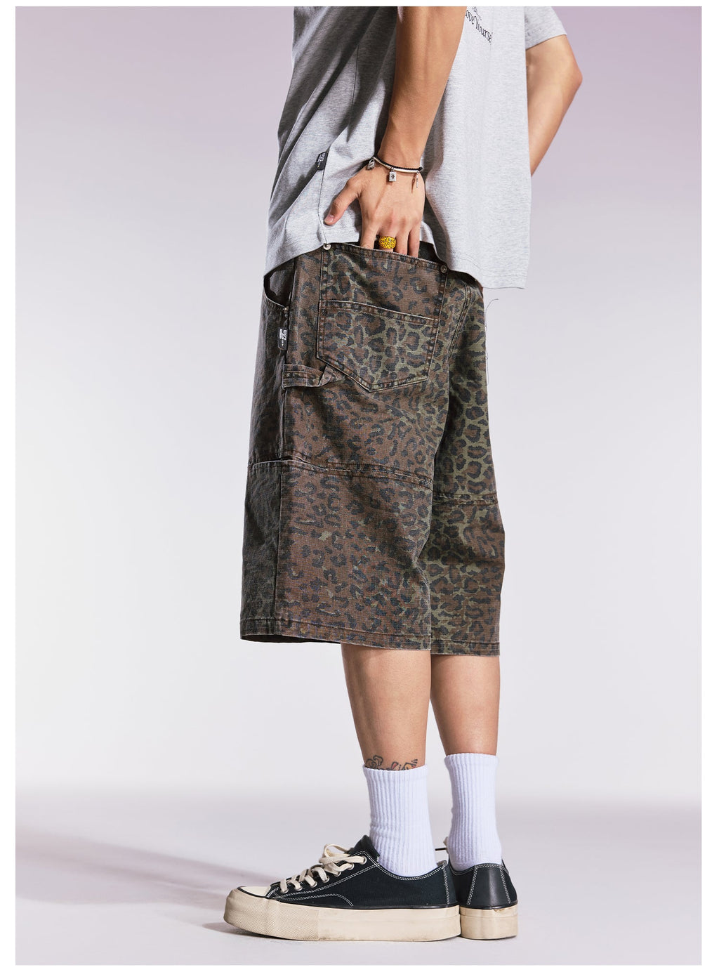 Remedy Leopard and Camouflage Work Painter Baggy Shorts