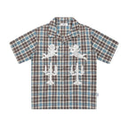 EMPTY REFERENCE Angel and Candlestick Sequin Plaid Short Sleeve Shirt