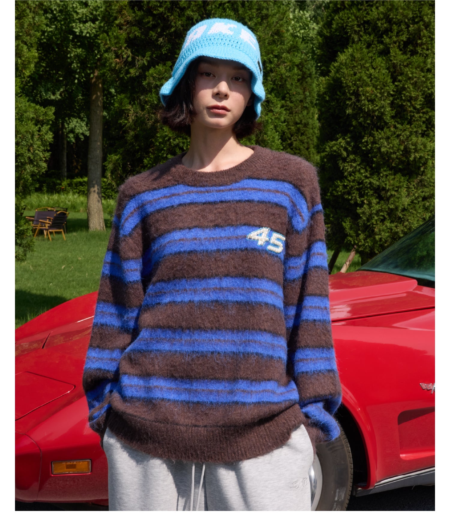 S45 Striped Pearl Brushed Knit Sweater