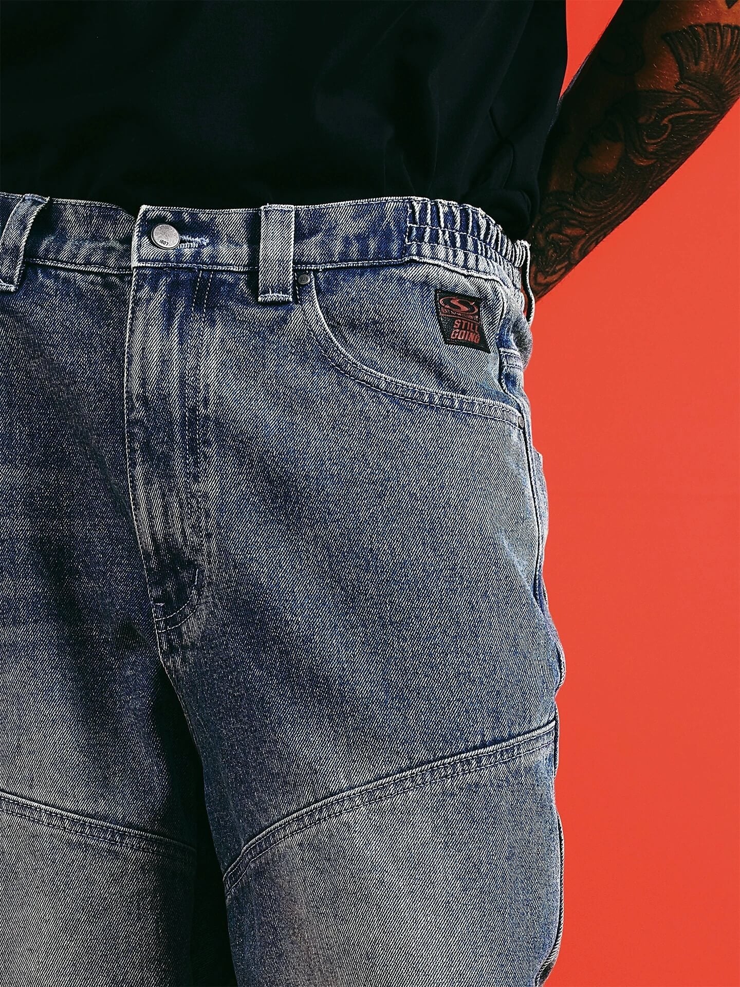 1807 Racing Structured Washed Baggy Jeans