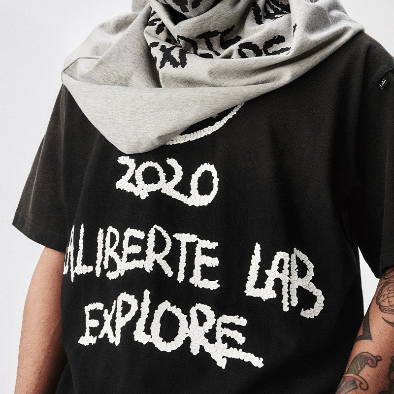 Labt Cracked Print Spray Dirty Washed Faded Tee