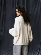 1807 ROLLTHEDICE Pearl Embellished Faux Mink Fur Knit Sweater