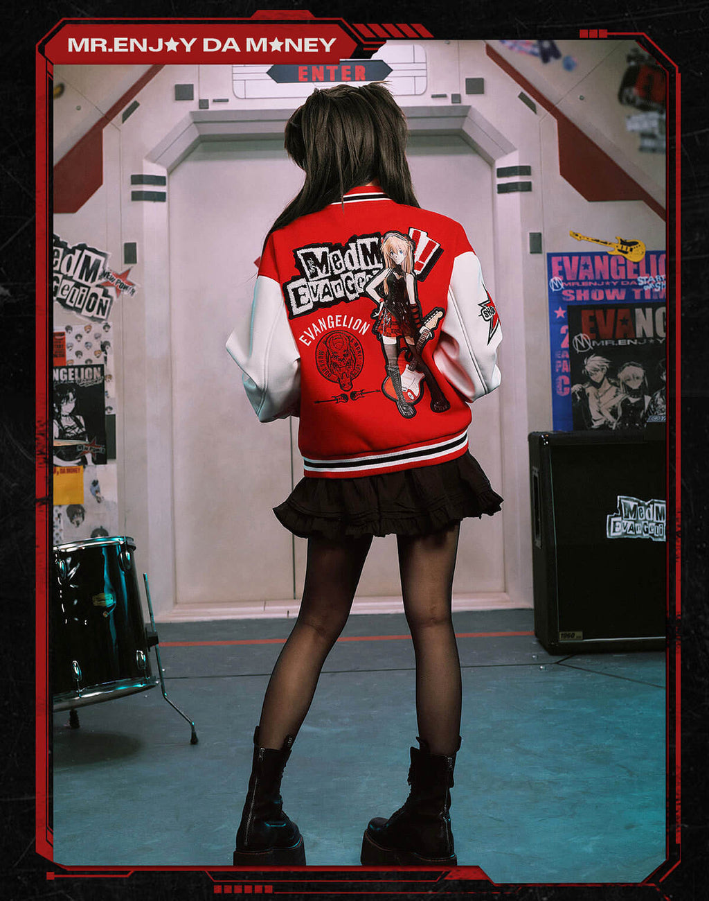 MEDM x EVA NEVER END Character Patch Detachable Velcro Patch Varsity Jacket