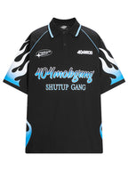 404MOB Flame Printed Lapel Soccer Jersey Polo