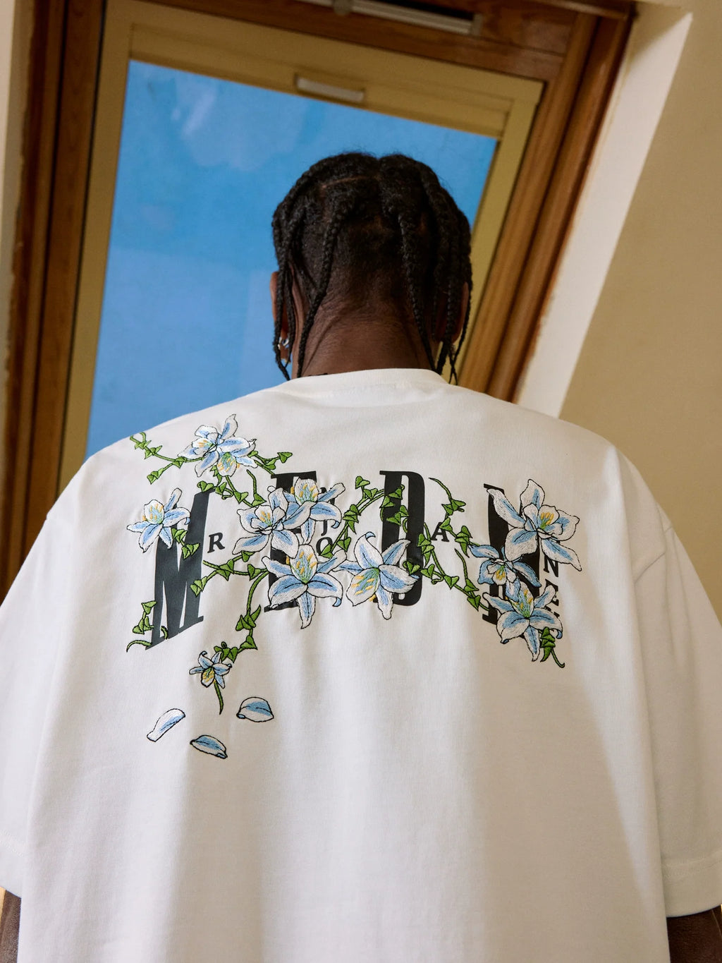MEDM Vine Flower Embroidered Logo Tee