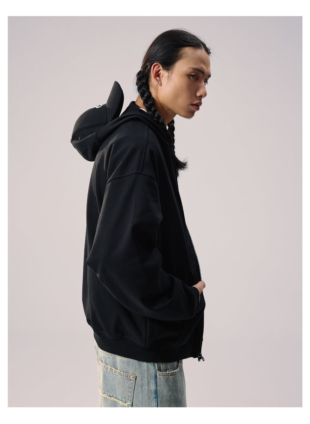 Remedy Baseball Cap Hood Zip Up Hoodie