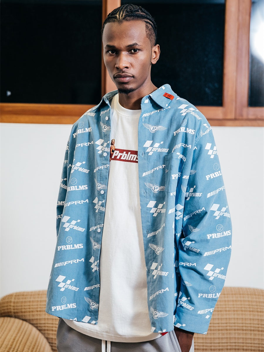 PRBLMS Car Logo Full Printed Long Sleeved Shirt