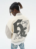 Harsh and Cruel Gothic Logo Embroidered Varsity jacket