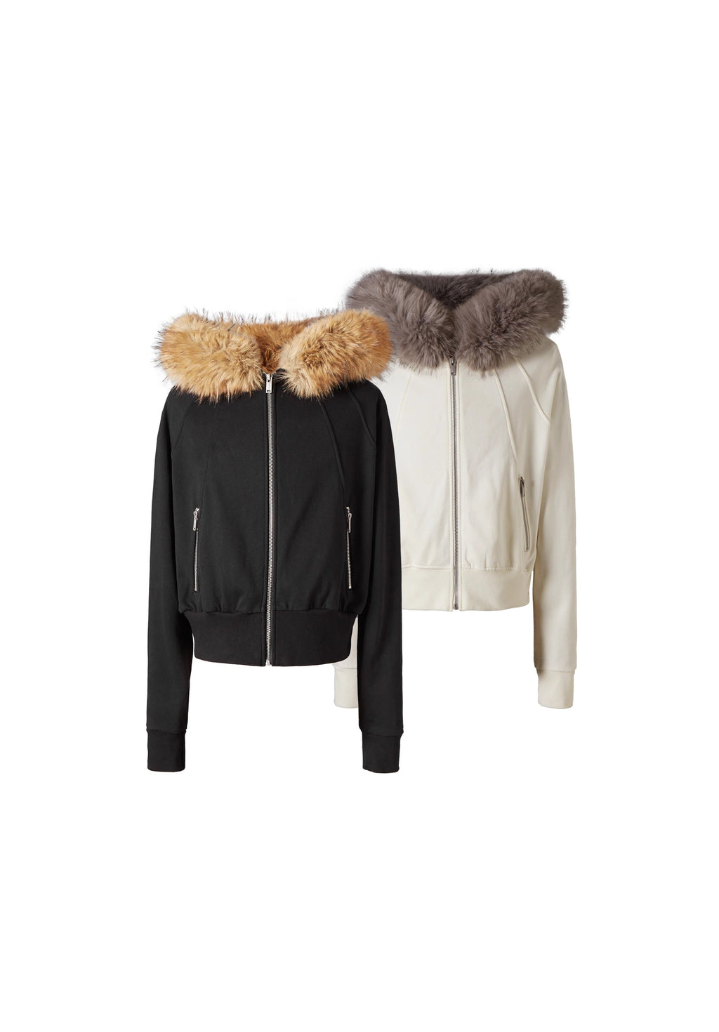 KARMANISTIC Fur Collar Hooded Jacket