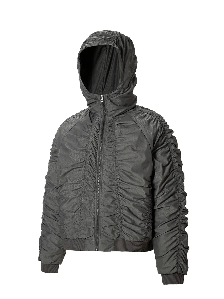 F2CE Ruched Hooded MA-1 Bomber Jacket