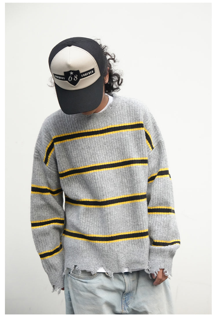 Remedy Striped Distressed Knit Sweater