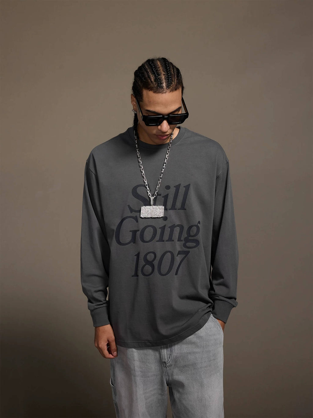 1807 STILLGOING Crackle Print Long Sleeve Tee
