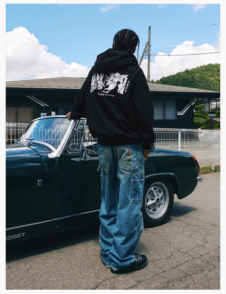 MEDM 3D Embroidered Angel Dove Zip Up Hoodie