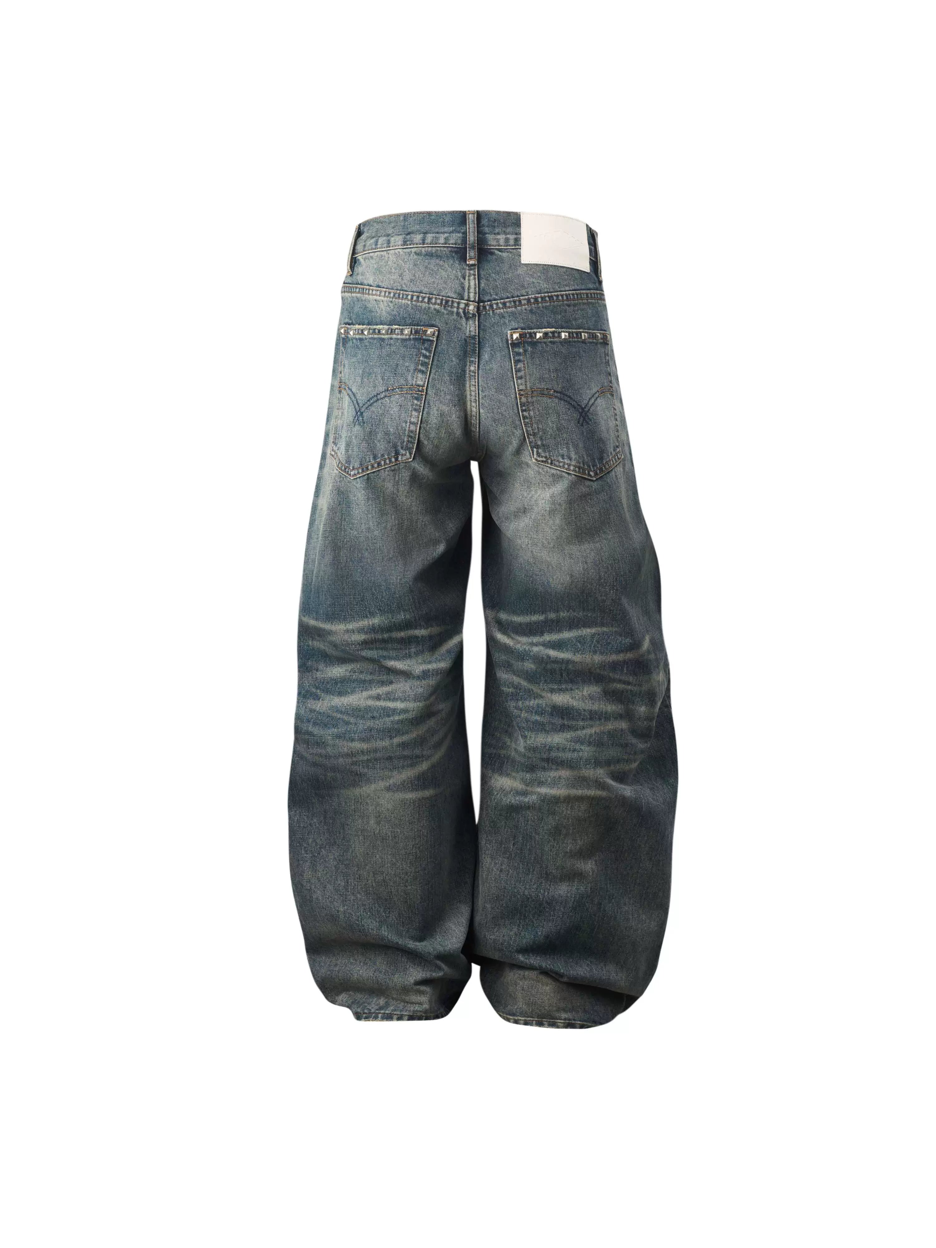 KARMANISTIC Riveted Washed Baggy Jeans