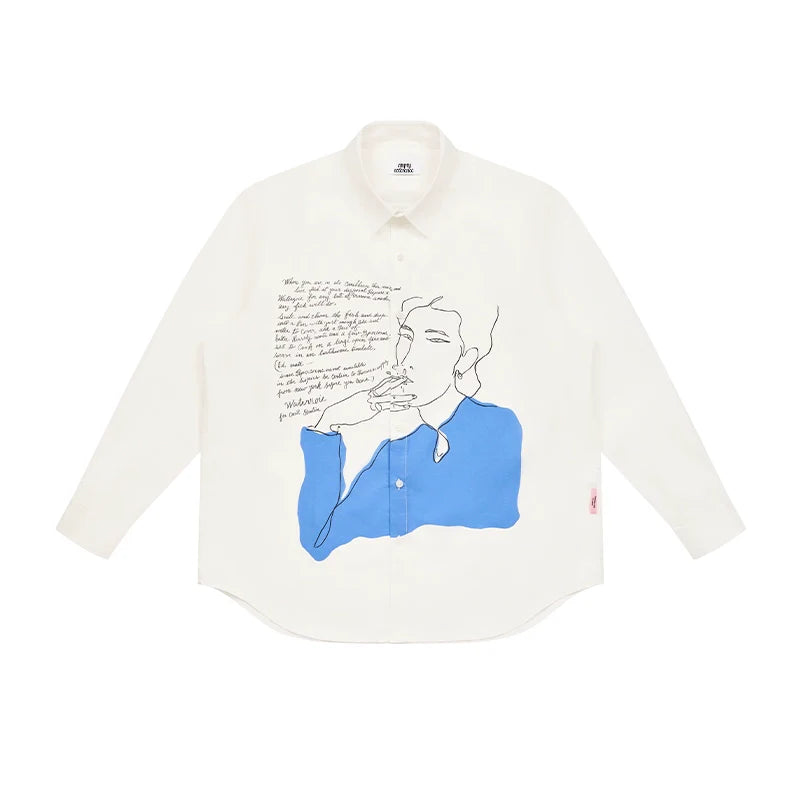 EMPTY REFERENCE Smoking Figure Portrait Long Sleeve Shirt