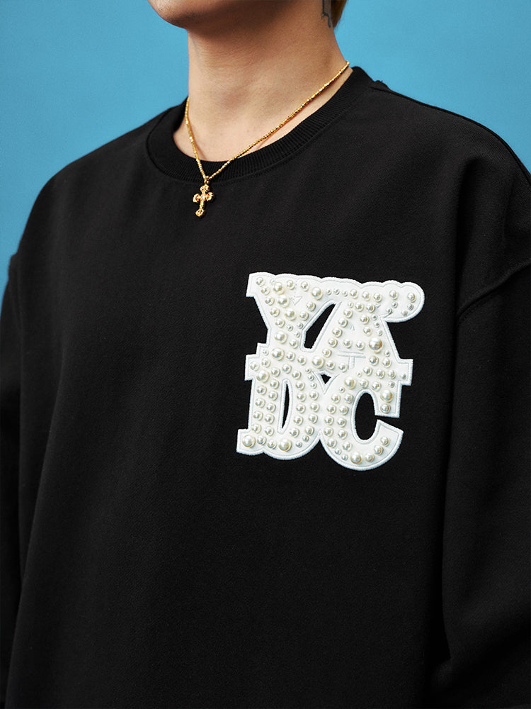 YADcrew Pearl Leather Logo Sweatshirt