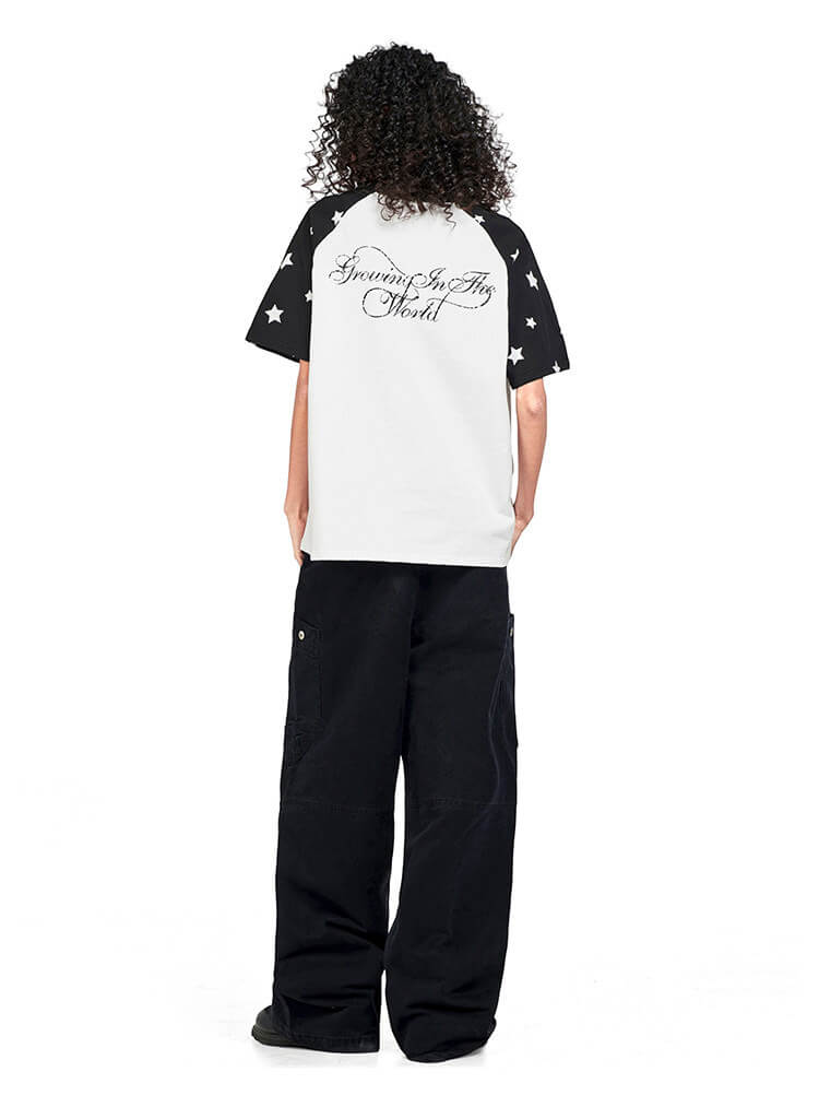 F3F Select Star Print Raglan Color Block Tee