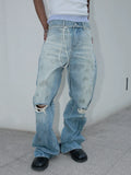 STEEPC Dirty Washed Faded Distressed Jeans