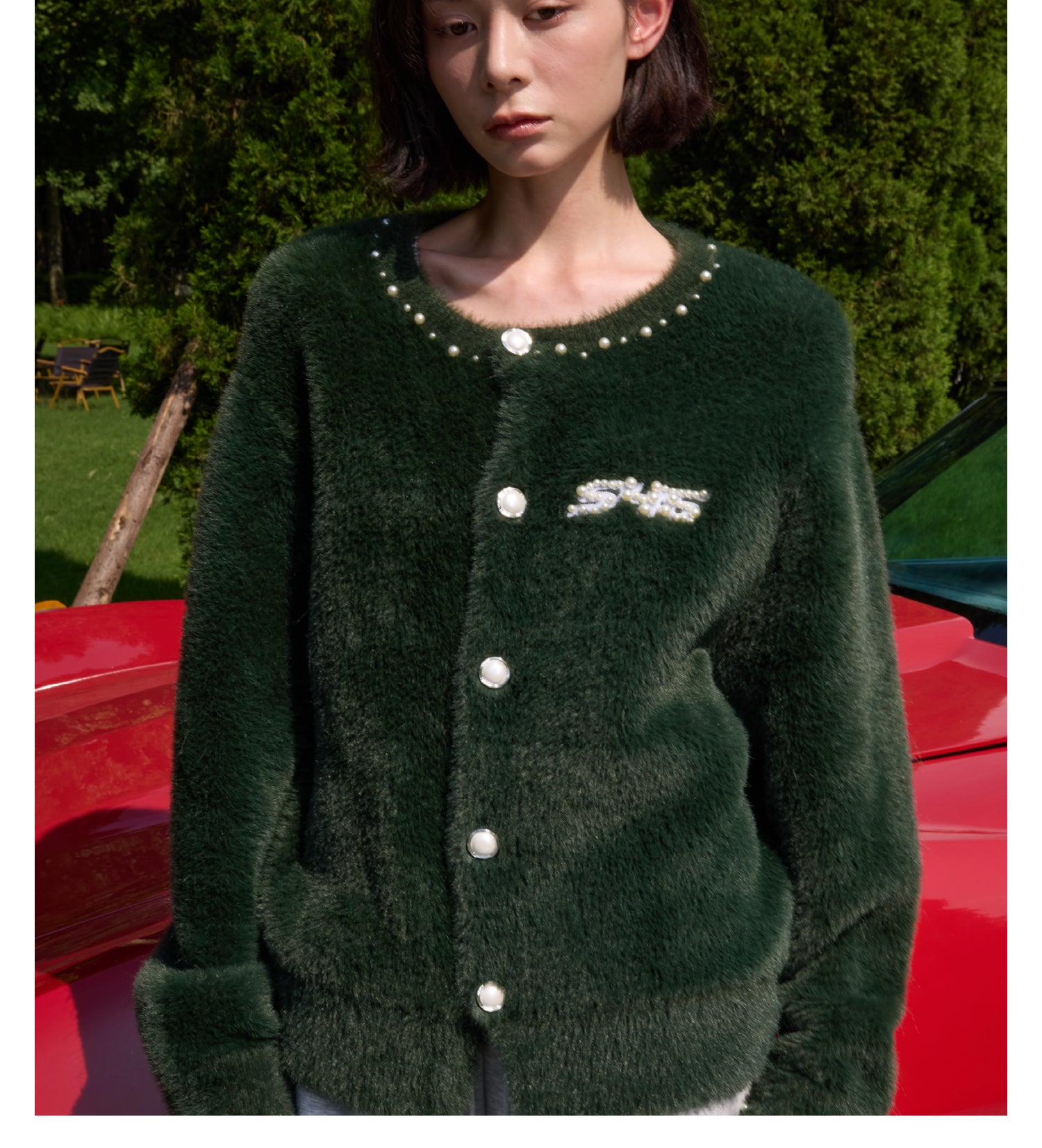 S45 Pearl Button Fuzzy Fleece Cardigan