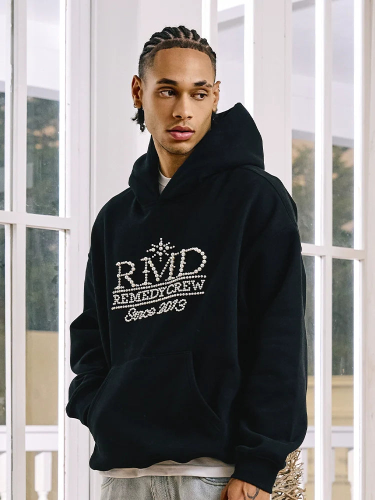 Remedy RMD Pearl Letter Embroidered Hoodie