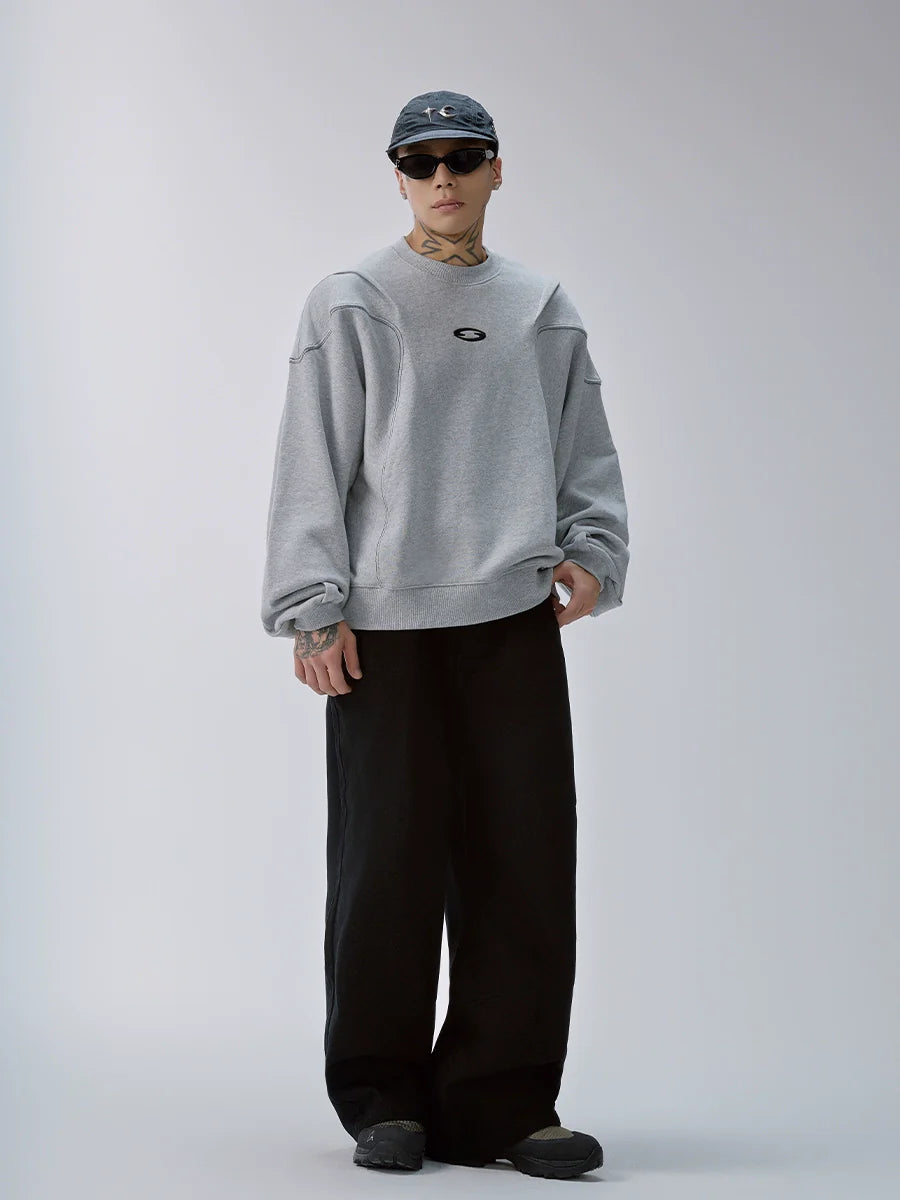 F2CE Pleated Splicing Embroidered Logo Sweatshirt